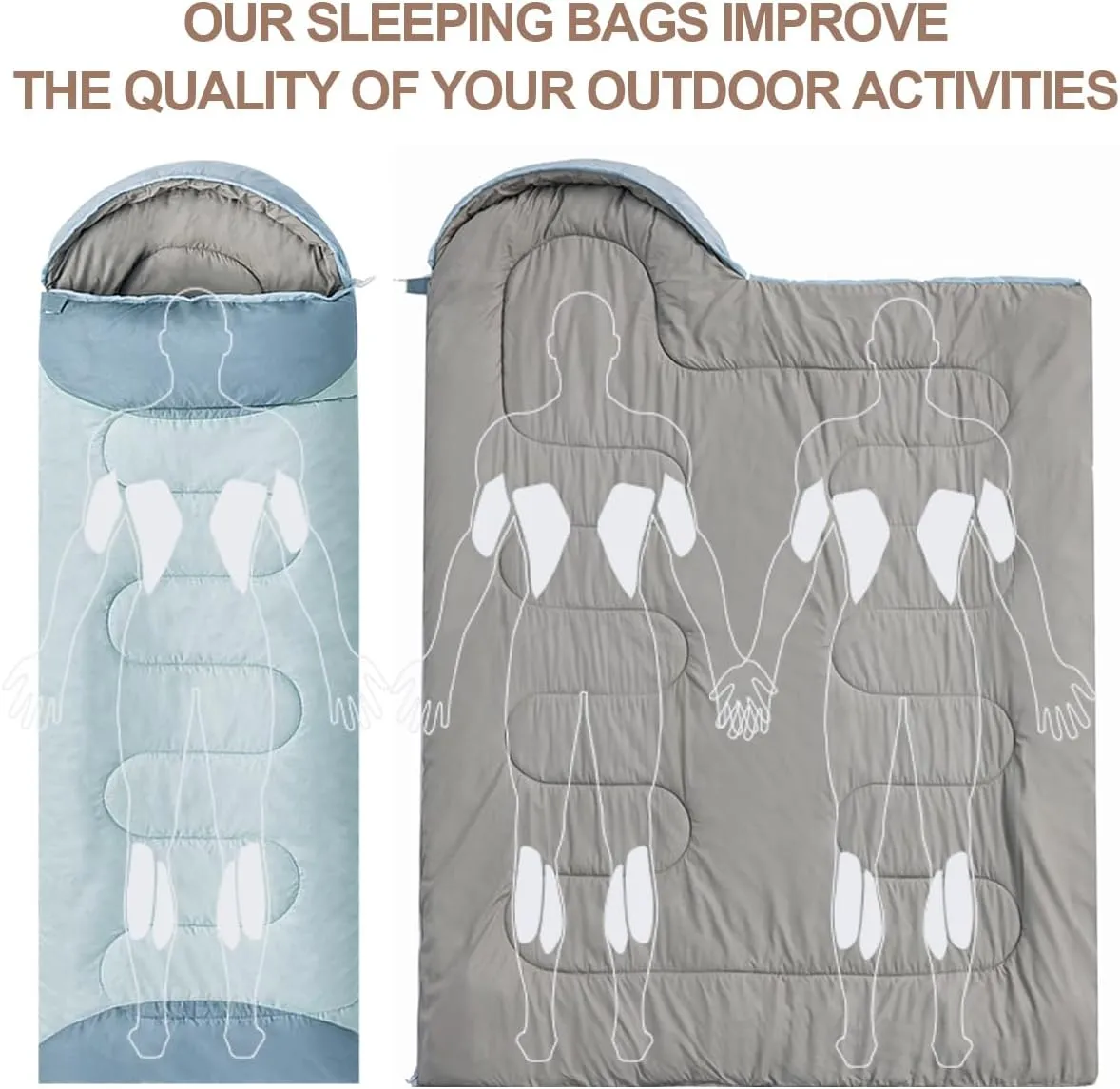 0 Degree Wearable Sleeping Bag for Adults Compact Lightweight Cold Weather Mummy Sleeping Bags for 2-3 Season Camping Backpacking, Fits 5°F ~ 50°F, 4.3lbs More Warmer