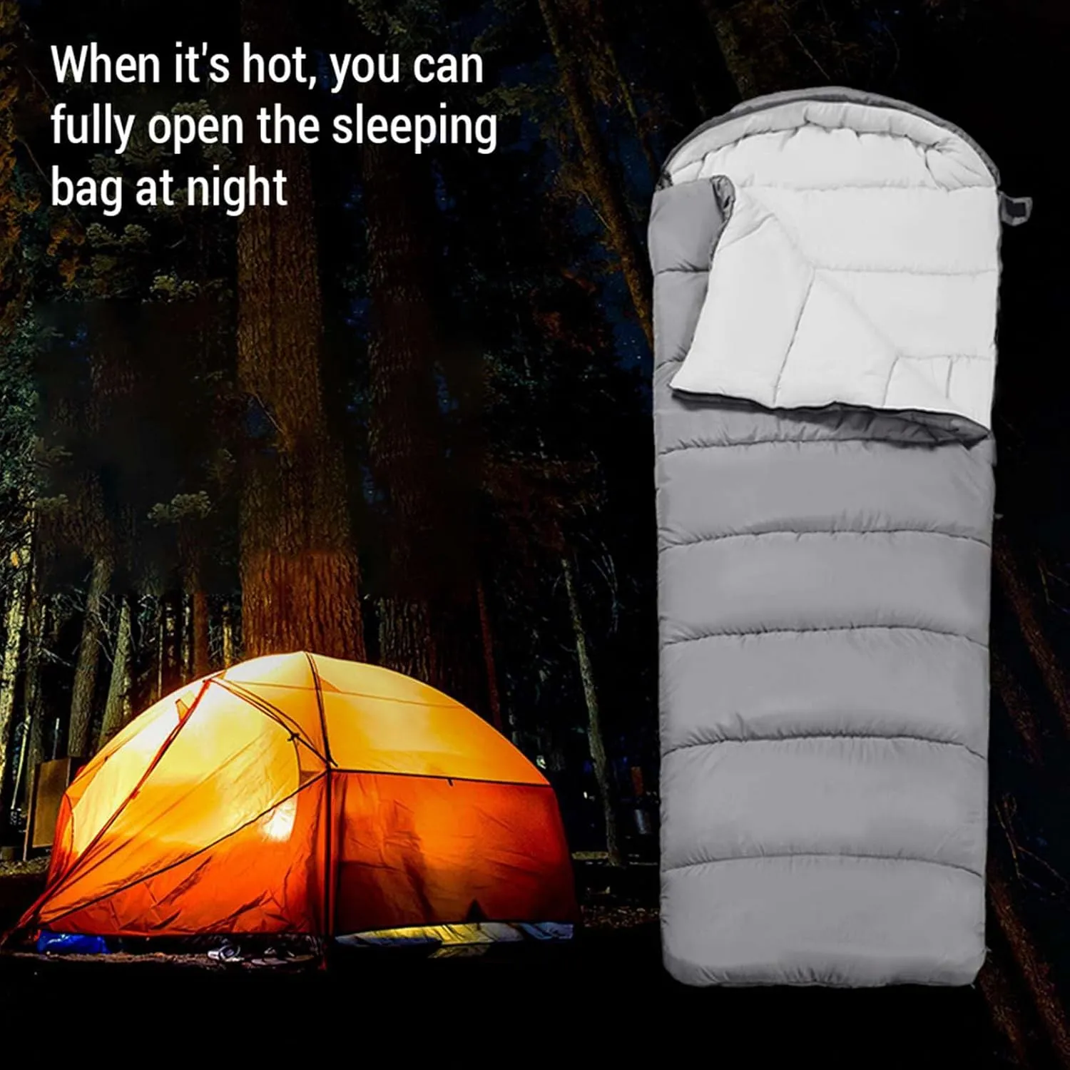 0 Degrees Cold Double Persons Sleeping Bag with Left Right Zippers, Shaping Cotton, 210T Chunya Fabric, Breathable & Soft & Proof, for Camping, Split Use for Adults