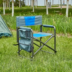 1-Piece Padded Folding Outdoor Chair, with Storage Pockets Lightweight Oversized Director's Chair with Sturdy Steel Frame Comfortable Easy to Carry Versatile, for Camping Picnics Fishing
