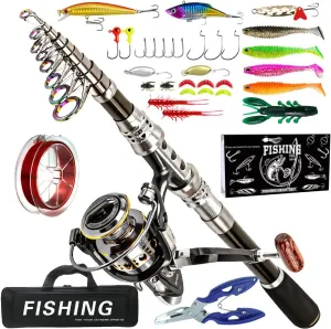 1 Set Fishing Rod and Reel Combo Set with Telescopic Fishing Pole Fishing Bag 2.1m for Saltweter Fishing Accessories