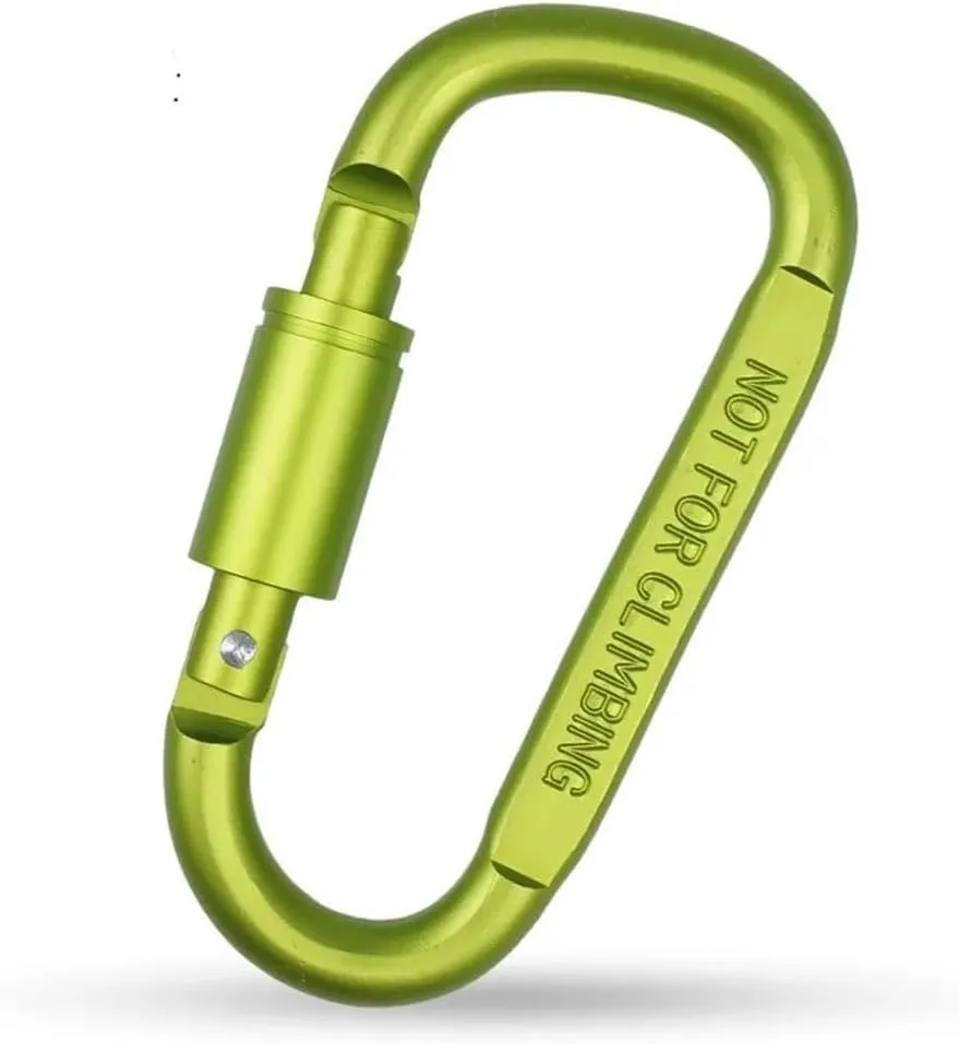 1 Universal Aluminum D-Ring Locking Carabiner - Lightweight and Durable for Hiking, Camping, Keychains, Etc. - Not for Rock Climbing(Green)