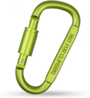 1 Universal Aluminum D-Ring Locking Carabiner - Lightweight and Durable for Hiking, Camping, Keychains, Etc. - Not for Rock Climbing(Green)