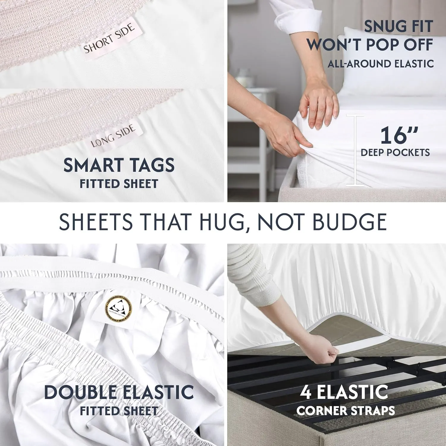 100% Egyptian Cotton Percale Sheets King Size - Genuine Luxurious 400 Thread Count - Naturally Crisp, Breathable, Skin-Friendly & Cooling - Softer After Each Wash - Oeko-TEX Certified Giza