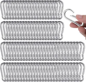 100 Pcs Spring Snap Hooks, M5 Spring Snap Hook Carabiner Clips Metal Heavy Duty Link Buckle Key Chain Small Rope Connector for Keys Swing Set Fishing Hiking Traveling