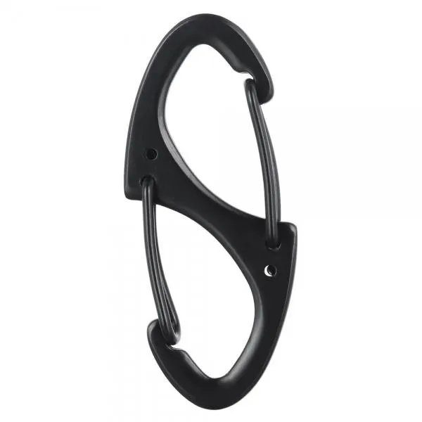 10pcs Outdoor Zinc Alloy Dual-Spring Carabiner Keychains Black