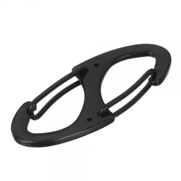 10pcs Outdoor Zinc Alloy Dual-Spring Carabiner Keychains Black