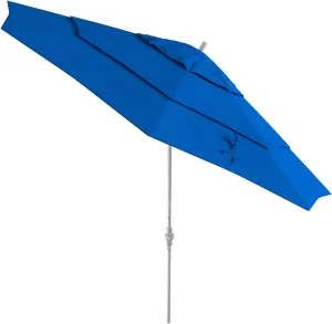 11-Foot Octagonal Outdoor Patio Umbrella Market Style with Adjustable Collar Tilt & Crank | Beautiful Synthetic Olefin Fiber Canopy Solid Pattern Royal Blue Color | Durable Matted White Center Pole