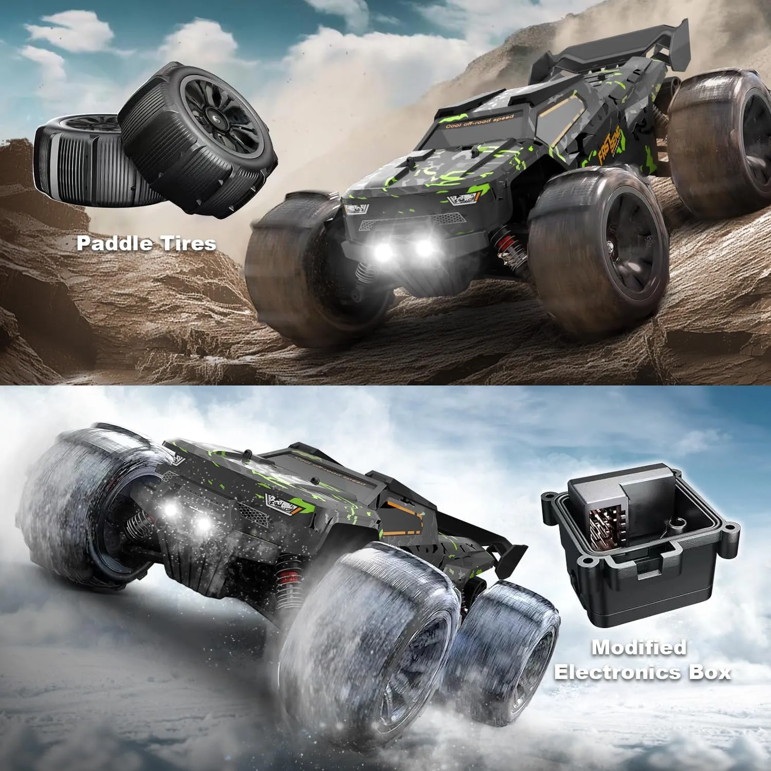 1/14 Brushless RC Cars for Adults Fast 50  mph, RC Trucks 4x4 Offroad Waterproof, Electric Powered High Speed Remote Control Car, Fast Extreme All Terrain RC Truggy with 3S Battery for Snow Sand