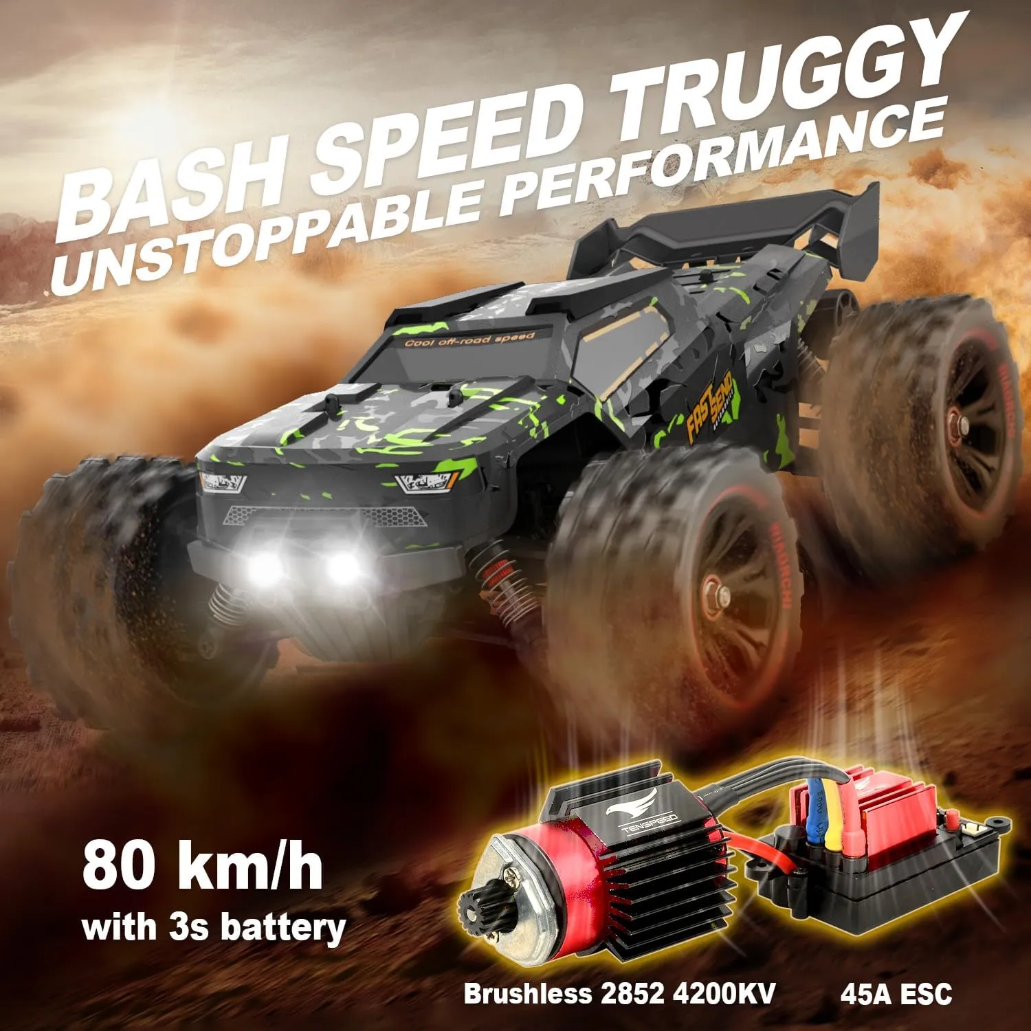 1/14 Brushless RC Cars for Adults Fast 50  mph, RC Trucks 4x4 Offroad Waterproof, Electric Powered High Speed Remote Control Car, Fast Extreme All Terrain RC Truggy with 3S Battery for Snow Sand