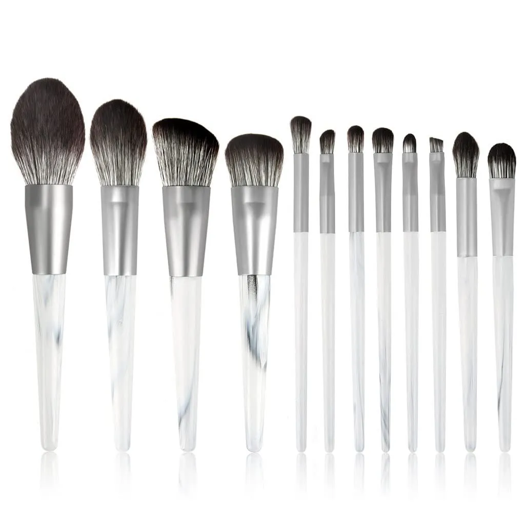 12 Makeup Brush Set Full Set Of Loose Powder Brush Flat Foundation Brush Eye Shadow Set Brush Beauty Tools(1,D)