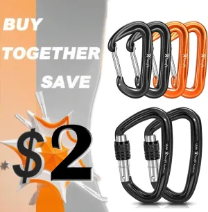 12kn (2697 lbs) and 42kn (9441 lbs) Carabiners Bundle: UIAA Certified 42kn Screwgate Locking Climbing Caribeaner Clips - Heavy Duty 12kn Hammock Caribiniers for Camping and Dog Lesh
