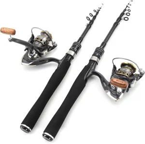 1.8m/5.9Ft Ultra-Light Ultra-Short Telescopic Spinning Fishing Rod Reel Set Carbon Fiber Travel Pole Tackle Type 6
