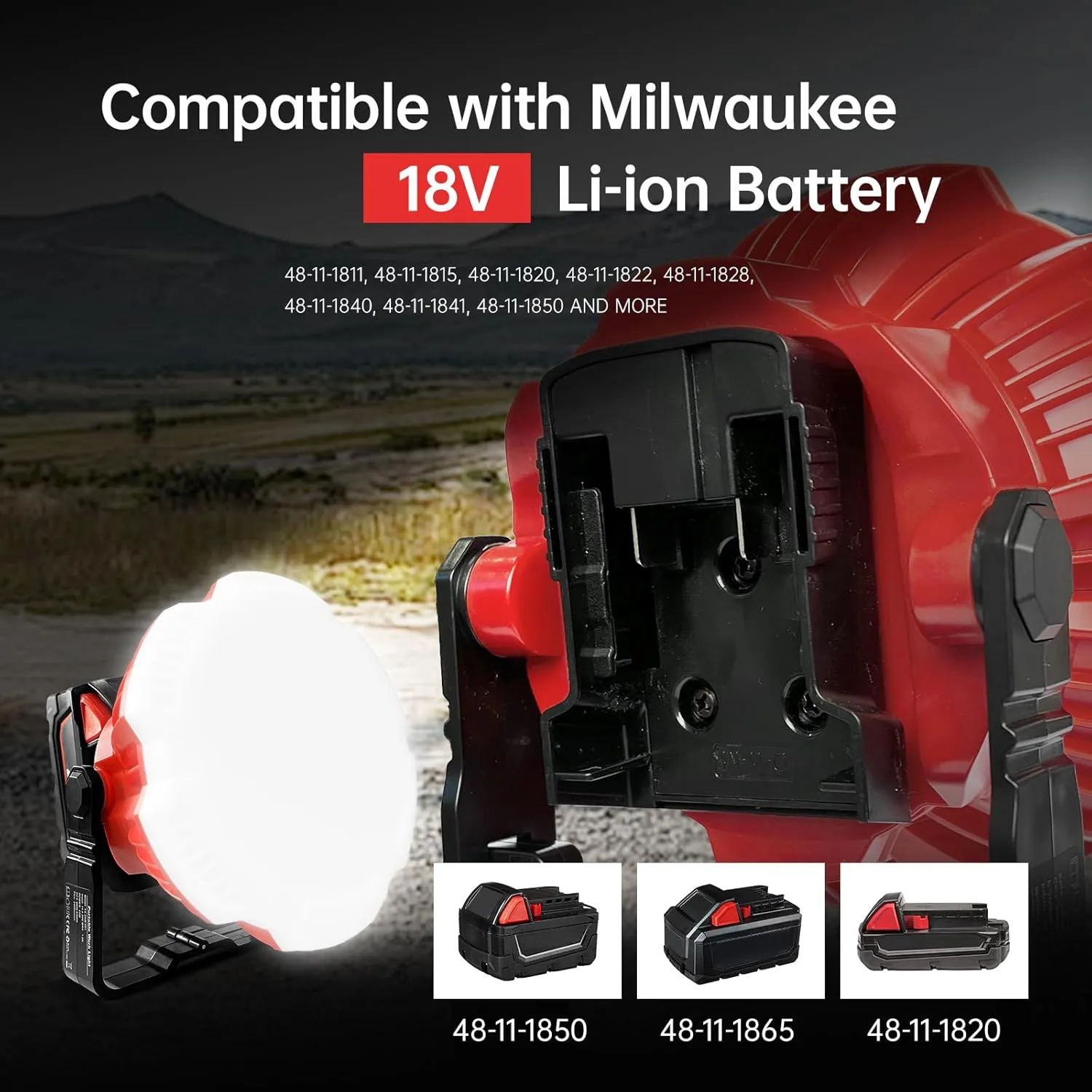 18V LED Camping Lantern for Milwaukee M18 Battery, 24W LED Work Light for Emergency and Hurricane,Camping, Hiking, Fishing (Battery Not Included)
