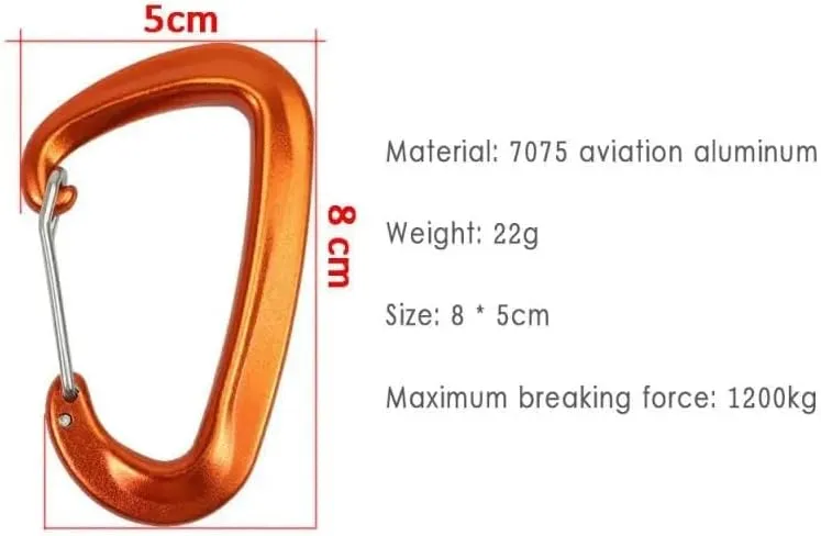 1PC Durable 12KN D Carabiner Key Aluminum Wire Gate Spring Clip Locking Backpack Hammock Camping Hiking Carabiner