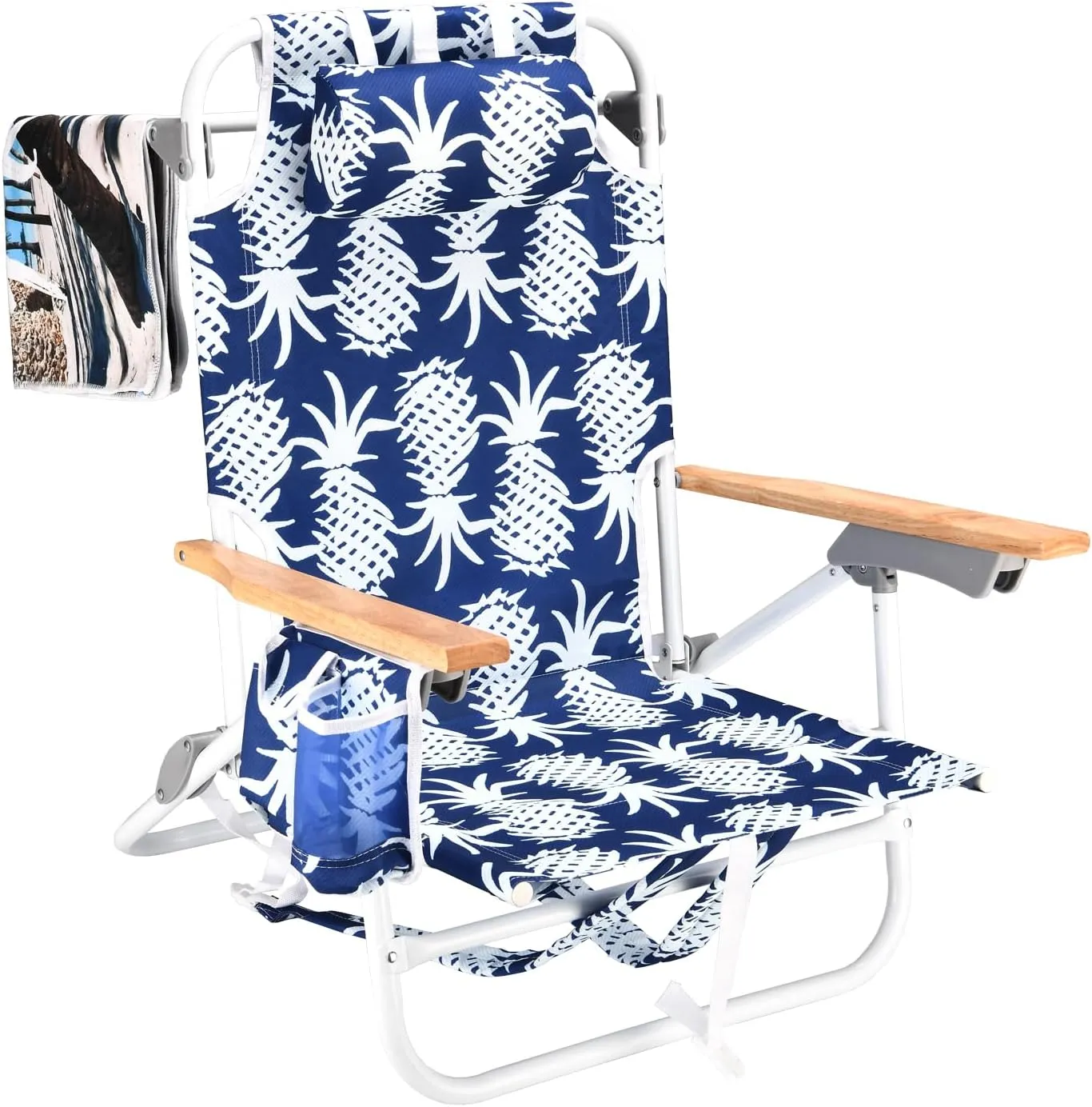 1PCS Backpack Beach Chairs for Adults Beach towel backpack beach chairs for adults 5 position chair with pouch folding lightweight positions back pack 13 inch high Patio Furniture & Accessories