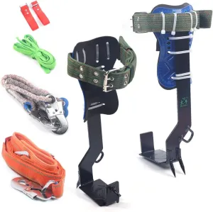 2 Gears Tree Pole Climbing Spike Set Safety Belt Straps, Adjustable Non-Slip Lanyard Rope Carabiner Portable for Outdoor Fruit Pick Trees Pole Hook