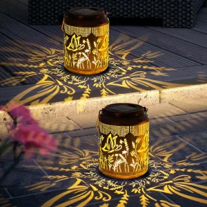 2 Pack Butterfly Solar Lanterns Outdoor Waterproof,Birthday Gifts for Women Mom,Hanging Solar Lights Outdoor LED 6.9" Metal Butterfly Decorative Lanterns for Patio,Pathway,Yard,Garden Decor