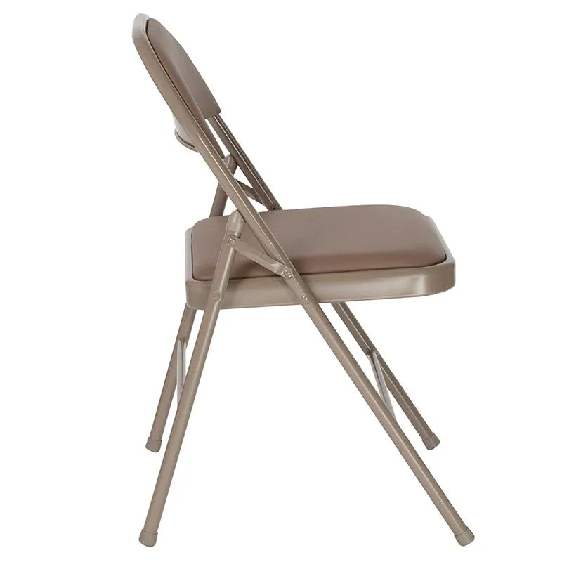 2 Pack HERCULES Series Double Braced Beige Vinyl Folding Chair - Flash Furniture