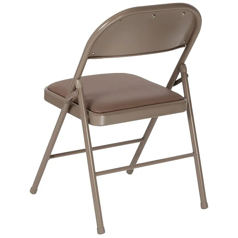 2 Pack HERCULES Series Double Braced Beige Vinyl Folding Chair - Flash Furniture