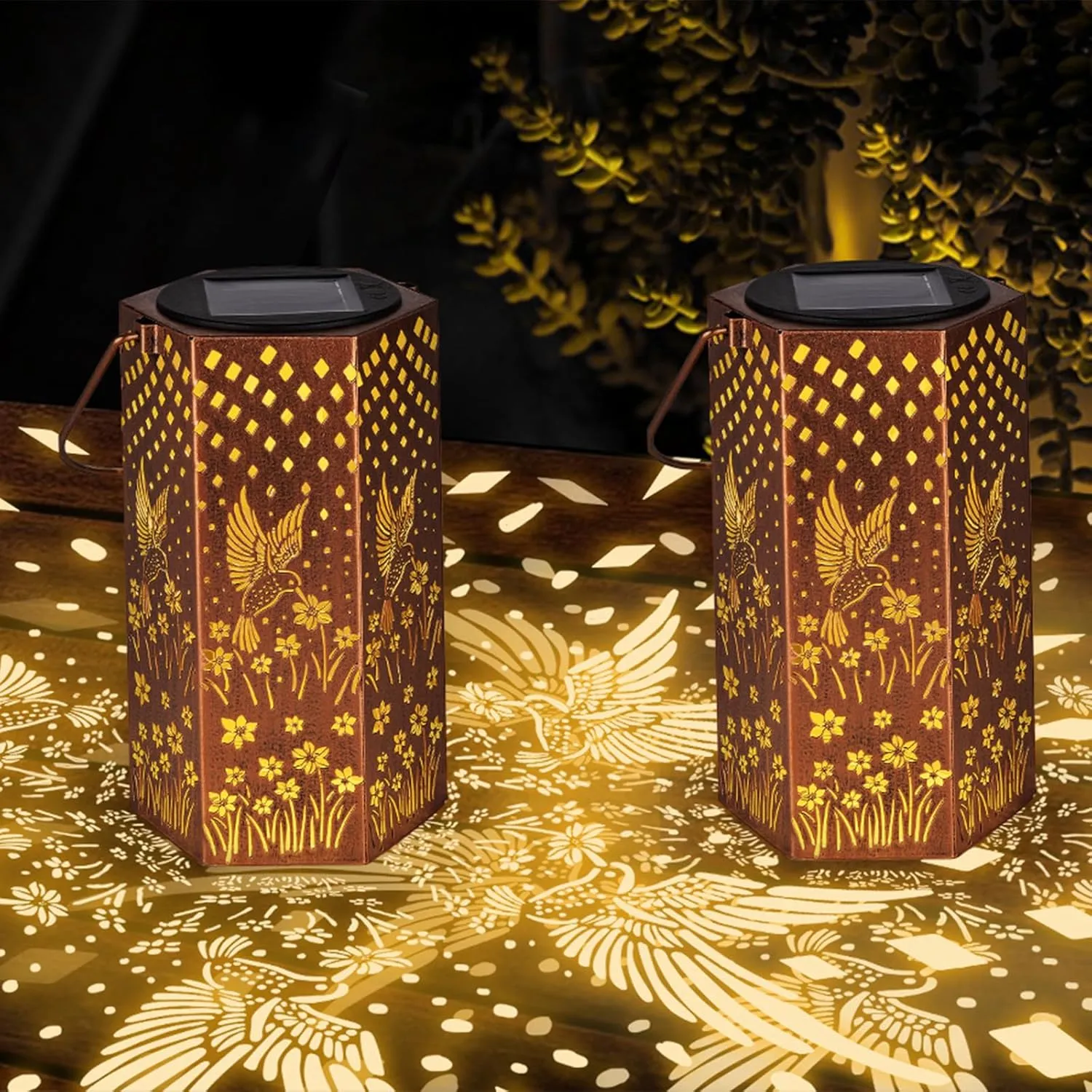 2 Pack Hummingbird Solar Lanterns Outdoor Waterproof - Birthday Gifts for Women, Men, Mom, Solar Lights Outdoor Hanging Garden Decor for Outside, Patio, Outdoor, Yard, Lawn, Balcony