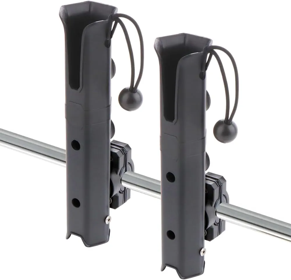 2 Pcs Adjustable Fishing Rod Holder, Spinning Plastic, Pole inserter for Boat Kayak Fishing, Black