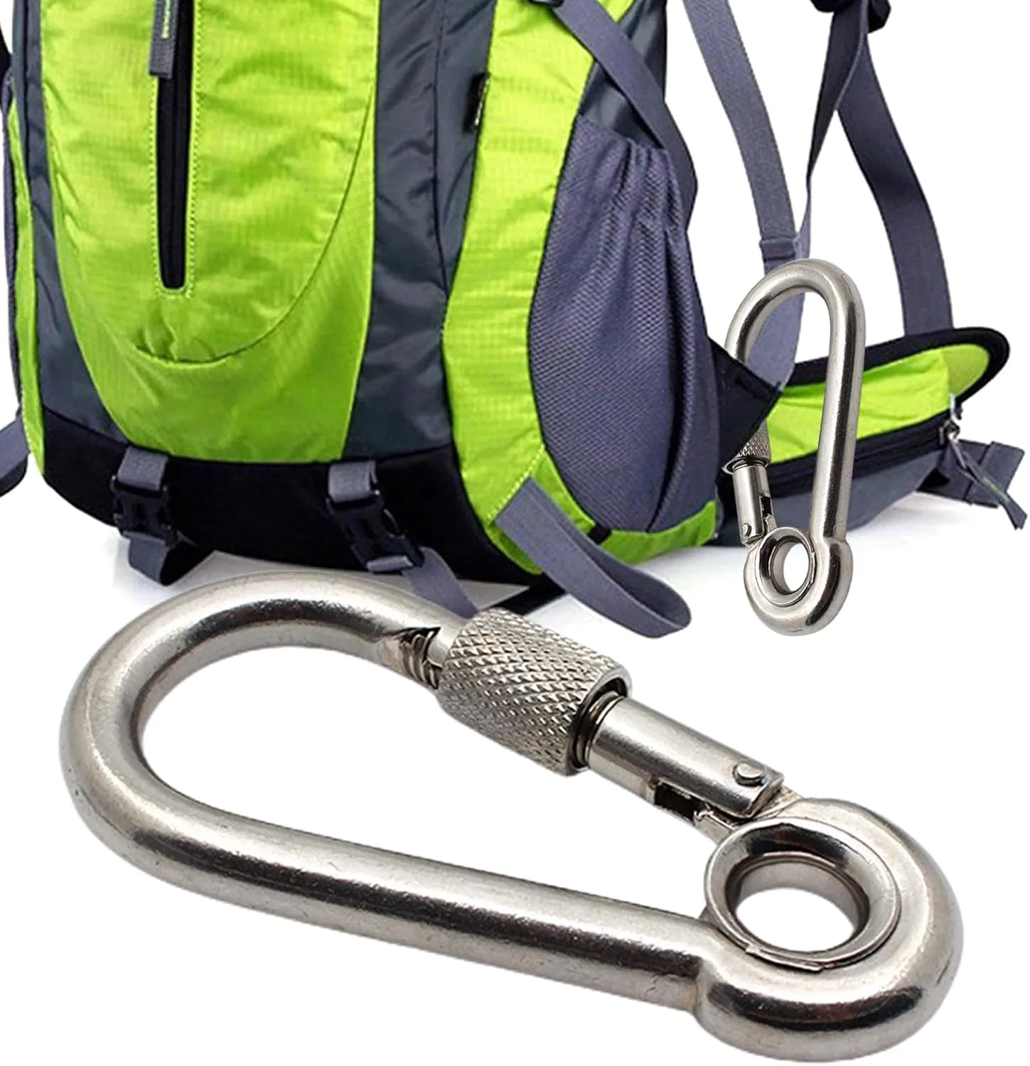 2 Pcs Heavy Duty Carabiner Clips Fastener Hook Screw Gate Buckle Quick Links Lock Rings Hook for Outdoor Camping Hiking