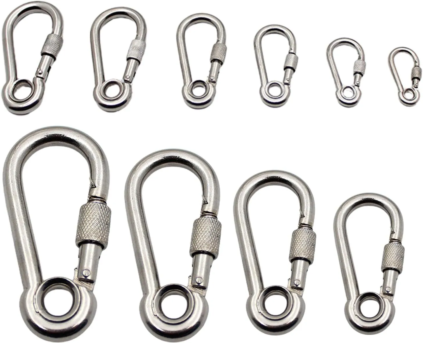 2 Pcs Heavy Duty Carabiner Clips Fastener Hook Screw Gate Buckle Quick Links Lock Rings Hook for Outdoor Camping Hiking