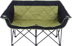2 Person Camping Chair Oversized Loveseat Camping Chair Double Camping Chairs for Adults Heavy Duty Camping Couch Black Outdoor Folding Chair, OliveGreen