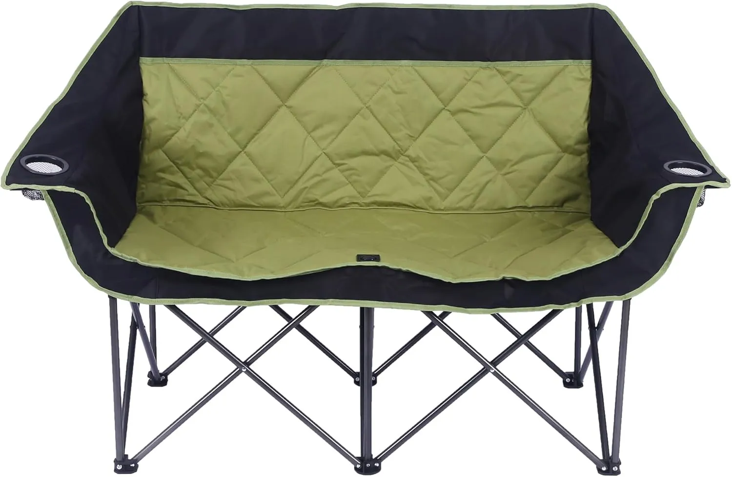 2 Person Camping Chair Oversized Loveseat Camping Chair Double Camping Chairs for Adults Heavy Duty Camping Couch Black Outdoor Folding Chair, OliveGreen