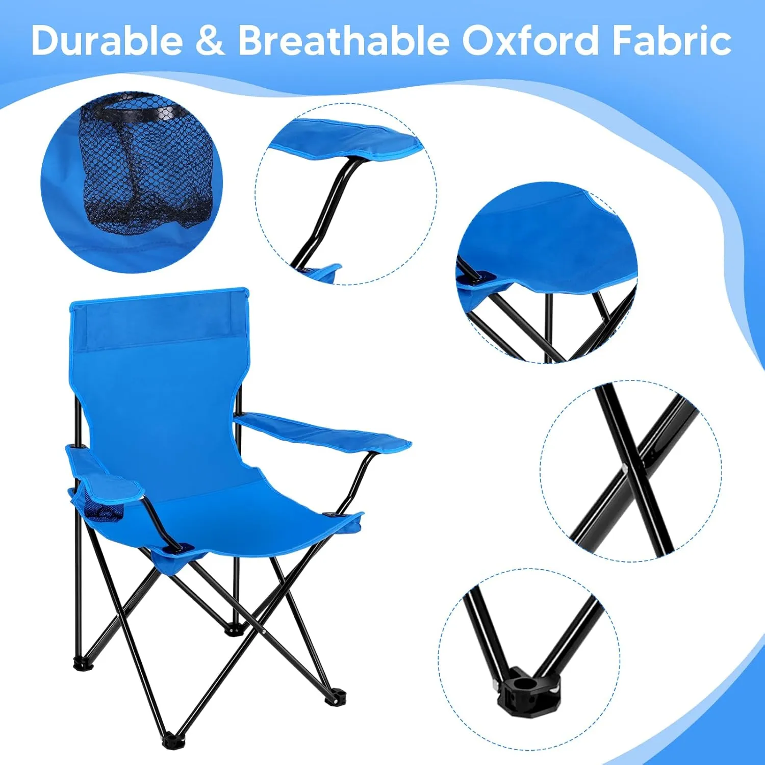 2 Set Beach Chair with Umbrella Folding Camping Chair for Adult Adjustable Shade Umbrella with Carry Bag for Lawn Beach Camping Travel Outdoor Pool, Dark Blue