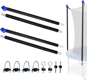 2 Sets Large Universal Trampoline Net Pole Replacement with Foam Sleeve, Enclosure Poles Kit with Clamp and Screws, Fix Bent/Broken Trampoline Fit for 10Ft-16Ft