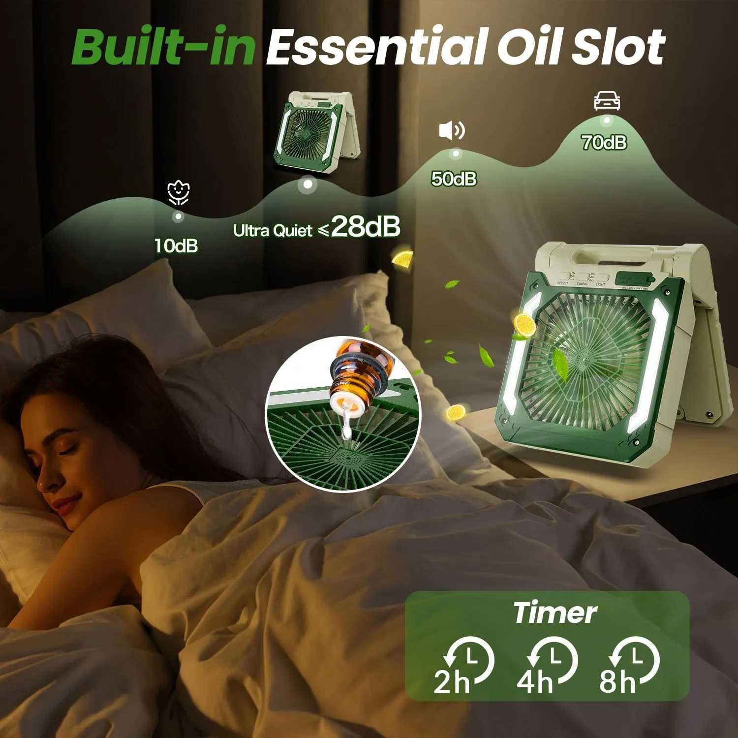 20000mAh Rechargeable Solar Camping Fan with Led Lantern, 3 Adjustable Speeds Cordless Battery Powered Portable Fan,Timer & Hanging Hook, Quiet USB-C Desk Fan for Tent Hurricane Worksite(Beige)