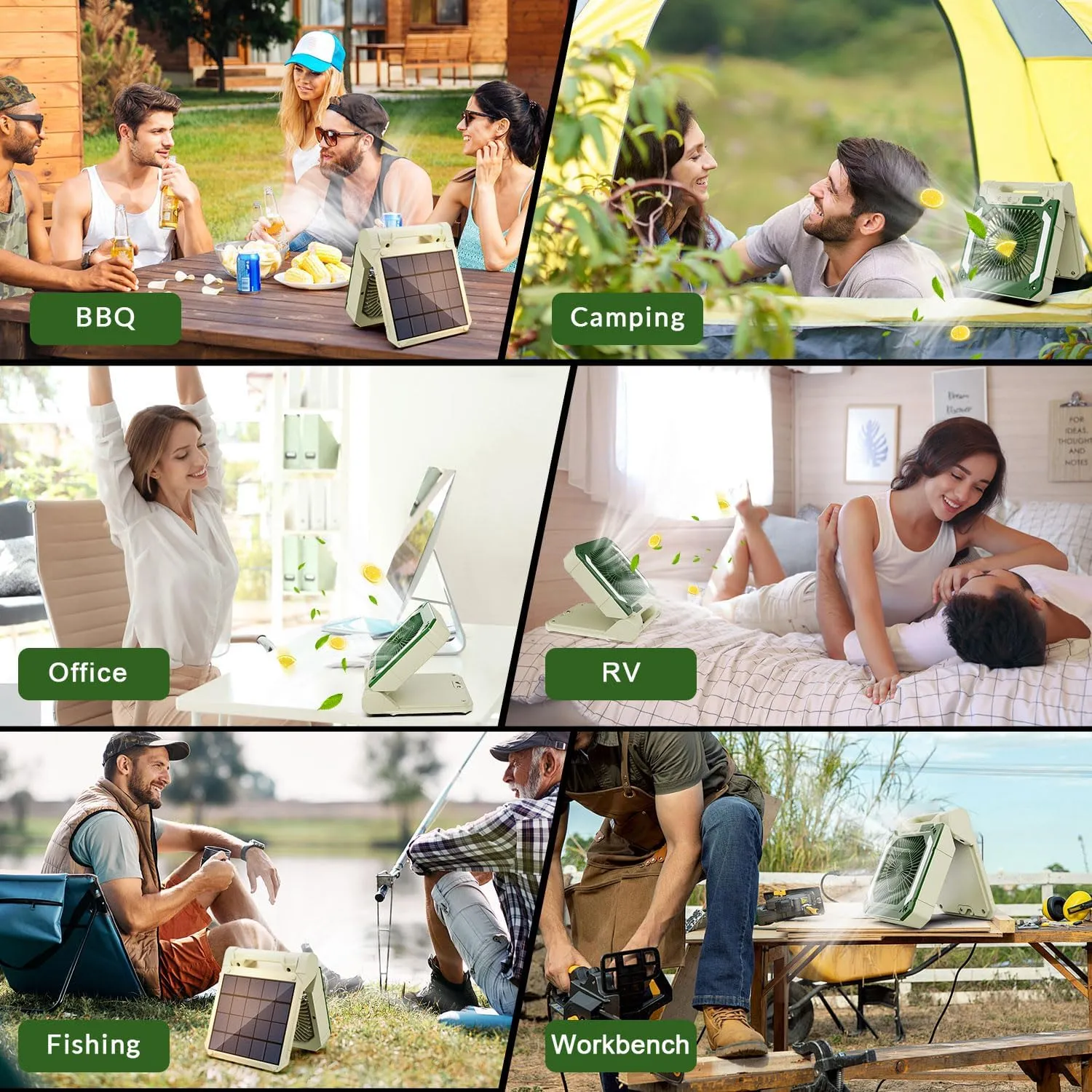 20000mAh Rechargeable Solar Camping Fan with Led Lantern, 3 Adjustable Speeds Cordless Battery Powered Portable Fan,Timer & Hanging Hook, Quiet USB-C Desk Fan for Tent Hurricane Worksite(Beige)