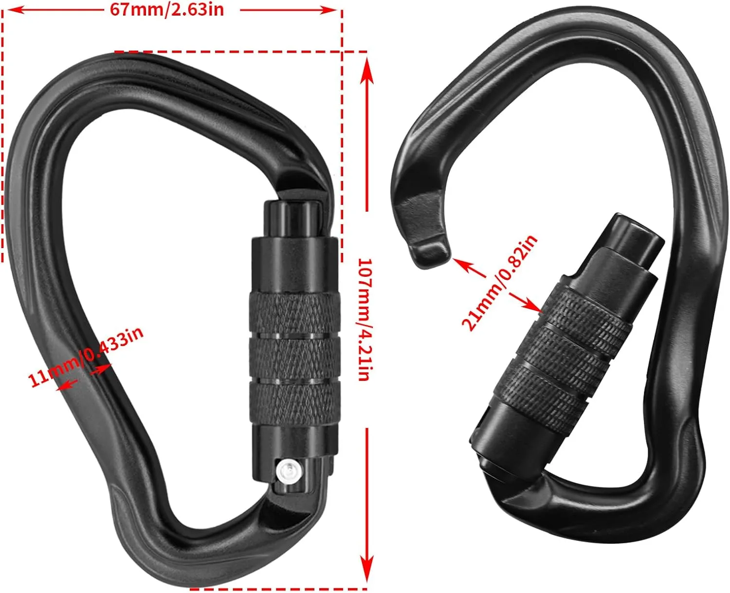23KN D Shaped Auto Locking Climbing Carabiner Clips Twist Lock and Heavy Duty Carabiners for Rock Climbing Rappelling Fire Rescue High Altitude and Mountaineering