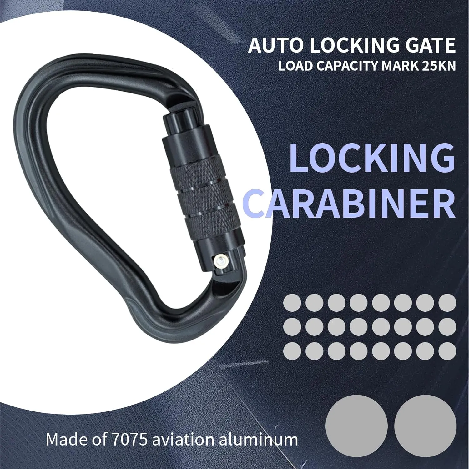 23KN D Shaped Auto Locking Climbing Carabiner Clips Twist Lock and Heavy Duty Carabiners for Rock Climbing Rappelling Fire Rescue High Altitude and Mountaineering