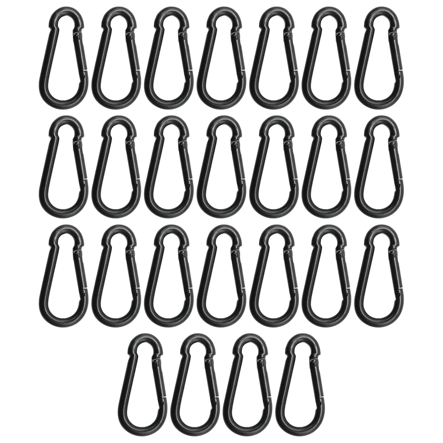 25 Pack Black Carabiner Clip, 1.97 inch Heavy Duty Spring Snap Hook, Small Caribeener Clips for Outdoor Camping Swing Set Hammock Hiking Travel Fishing