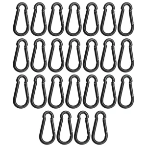 25 Pack Black Carabiner Clip, 1.97 inch Heavy Duty Spring Snap Hook, Small Caribeener Clips for Outdoor Camping Swing Set Hammock Hiking Travel Fishing