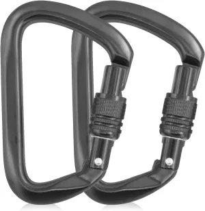 26KN D-Shaped Heavy Duty Lock Rock Screw Lock Climbing Carabiner Manual Lock for Rock Climbing Hammocks Dog Leash Travel Hiking