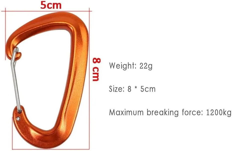 2PCS Durable 12KN D Carabiner Key Aluminum Wire Gate Backpack Camping Hiking Carabiner