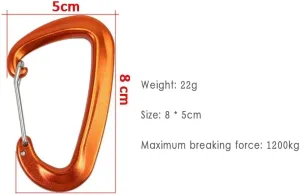 2PCS Durable 12KN D Carabiner Key Aluminum Wire Gate Backpack Camping Hiking Carabiner