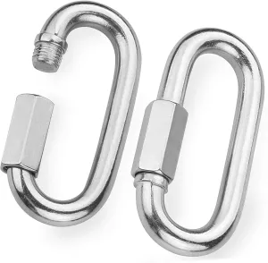 2pcs M12 Stainless Steel Quick Links Chain Connector Heavy Duty Locking Carabiner by STARVAST for Hooking Trailer, Swing Set and Indoor Equipment, 12mm Quick Link Oval Carabiner