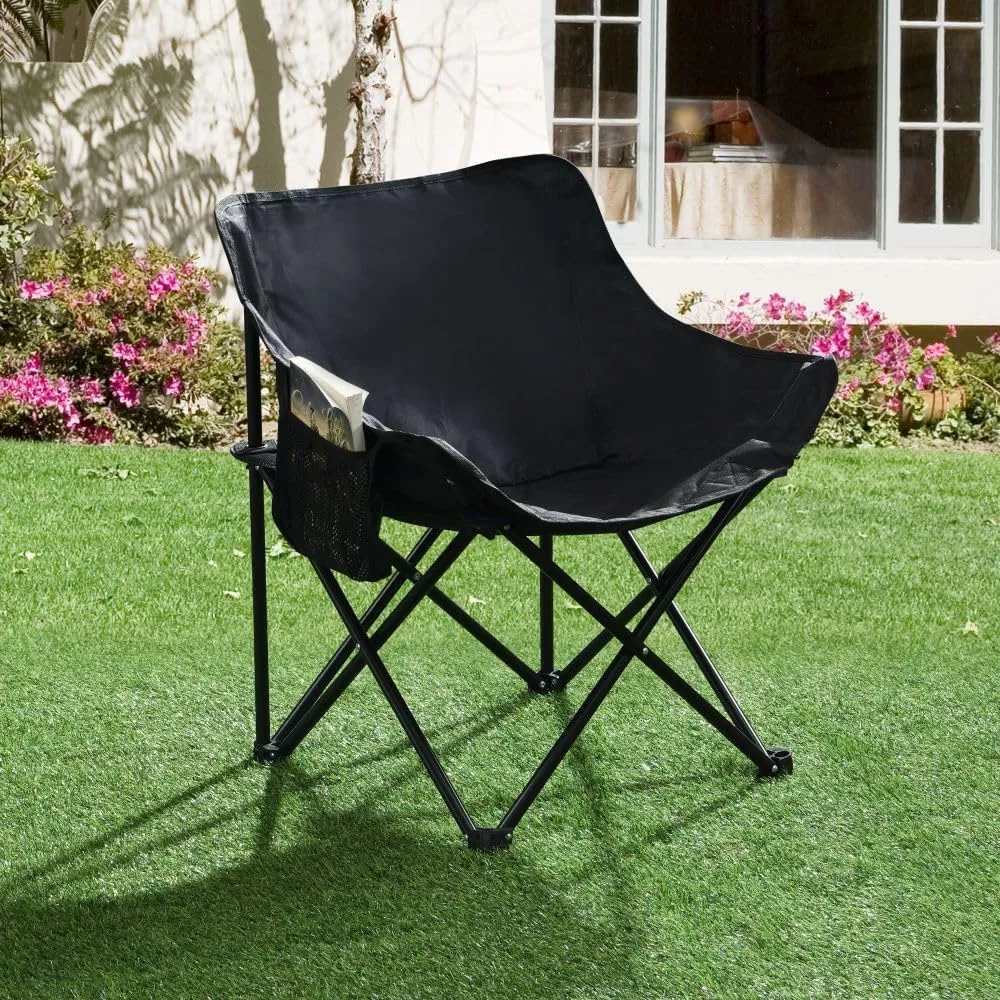 2PCS Outdoor Camping Chairs Folding/Portable, Carry Bag,Black