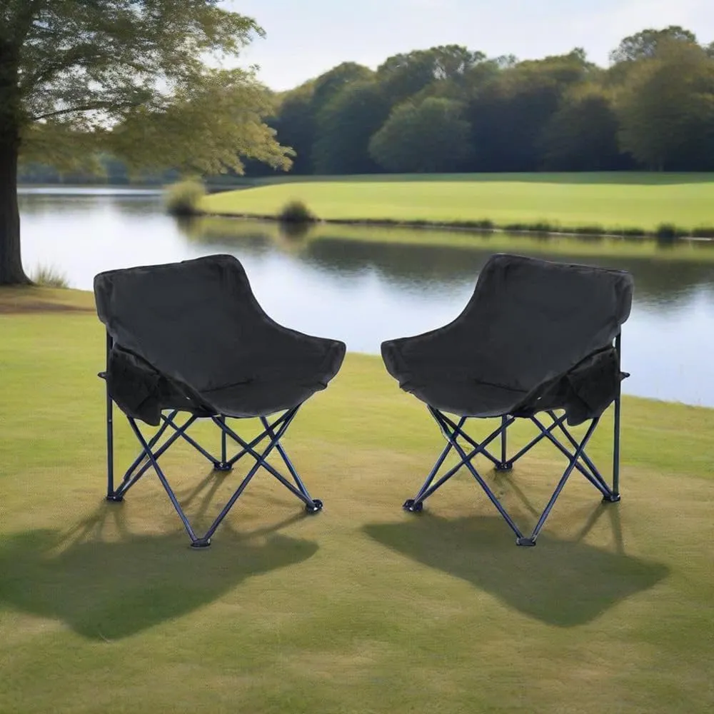 2PCS Outdoor Camping Chairs Folding/Portable, Carry Bag,Black