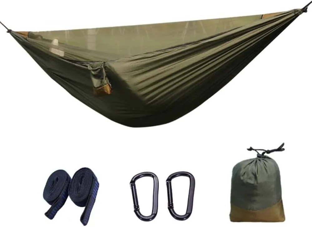 2Person Portable Outdoor Camping Hammock Lightweight Hanging Mosquito Net Hammocks Tree Straps Swing Outdoor Backyard