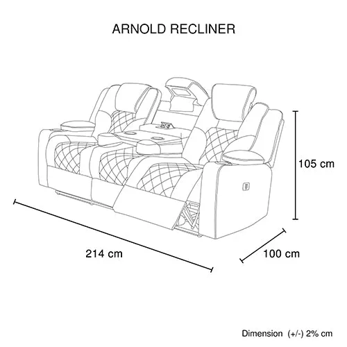 3 1 1 Seater Electric Recliner Stylish Rhino Fabric Black Lounge Armchair with LED Features