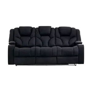 3 1 1 Seater Electric Recliner Stylish Rhino Fabric Black Lounge Armchair with LED Features
