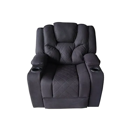 3 1 1 Seater Electric Recliner Stylish Rhino Fabric Black Lounge Armchair with LED Features