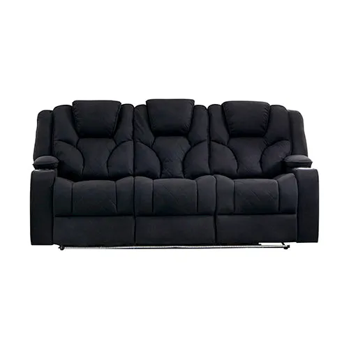 3 1 1 Seater Electric Recliner Stylish Rhino Fabric Black Lounge Armchair with LED Features