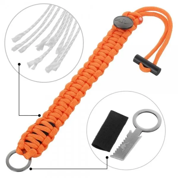 3-in-1 Outdoor Military-Spec Parachute Rope Bracelet - Orange