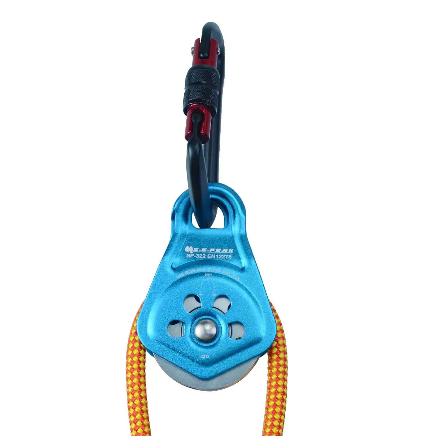 30kN Upgraded Rescue Single Pulley Sheave with Swing Plate,CE High Strength Pulley for Backyard Zipline, Climbing, Rock Rescue Lifting, Hauling, Fit Rope up to 13 mm/Holds Up to 6750lbs,Blue